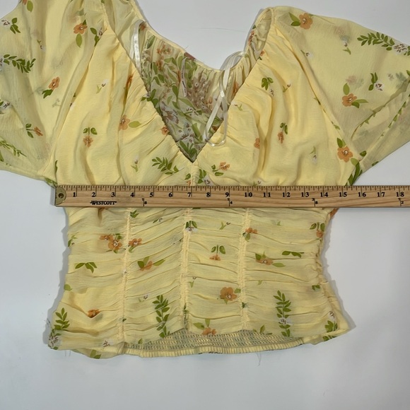 Free People Blouse Top Size M NWOT Long Sleeve Deep V - Picture 6 of 10